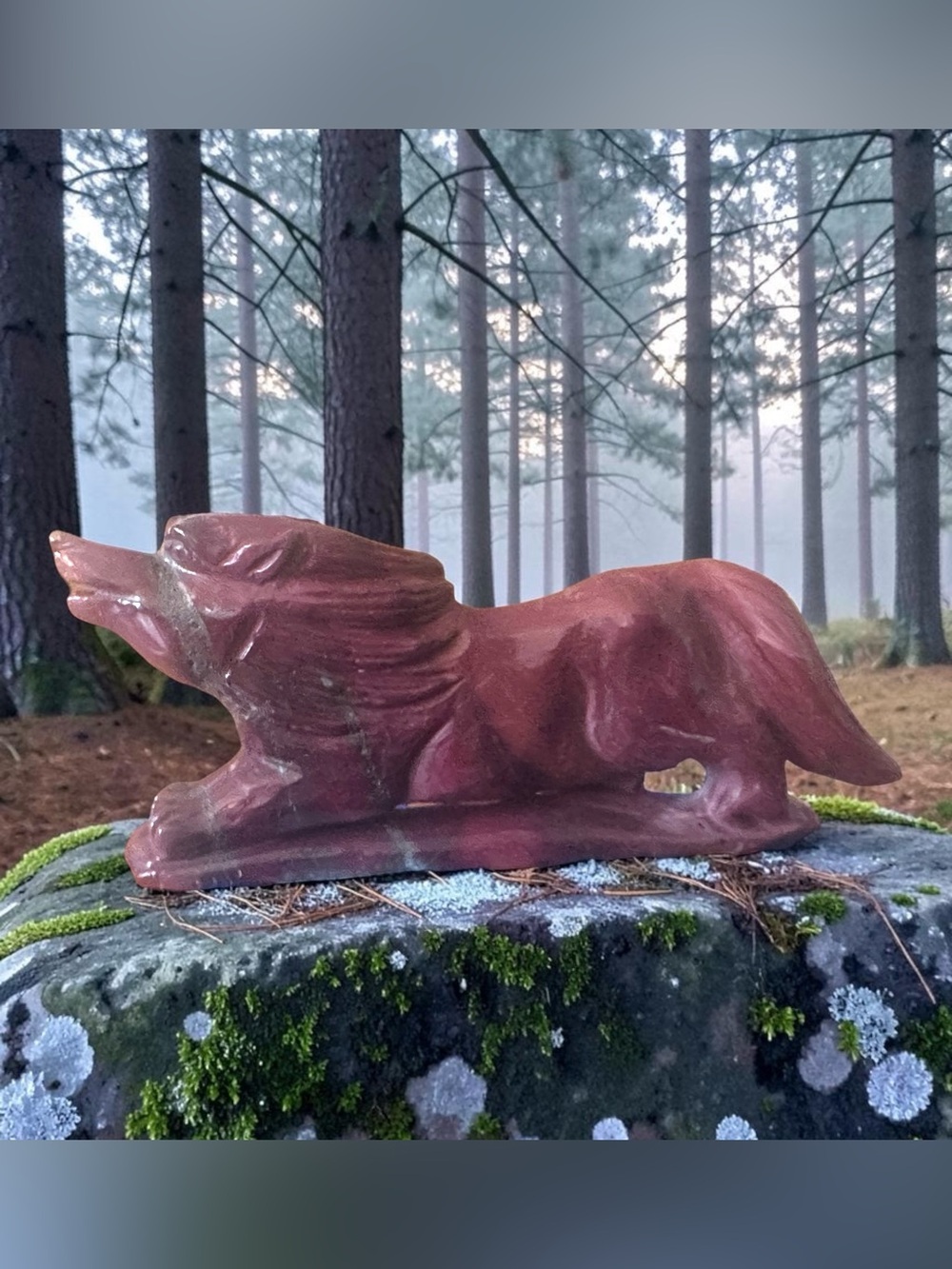 Red Jasper Crystal Crouching Wolf Figurine